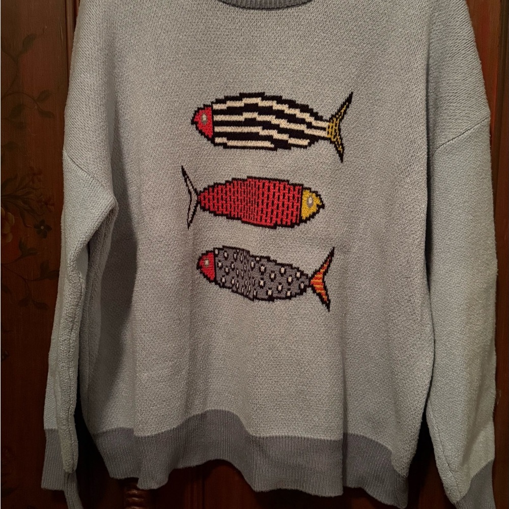 Fish Pattern Crewneck Sweater - Picture 2 of 5